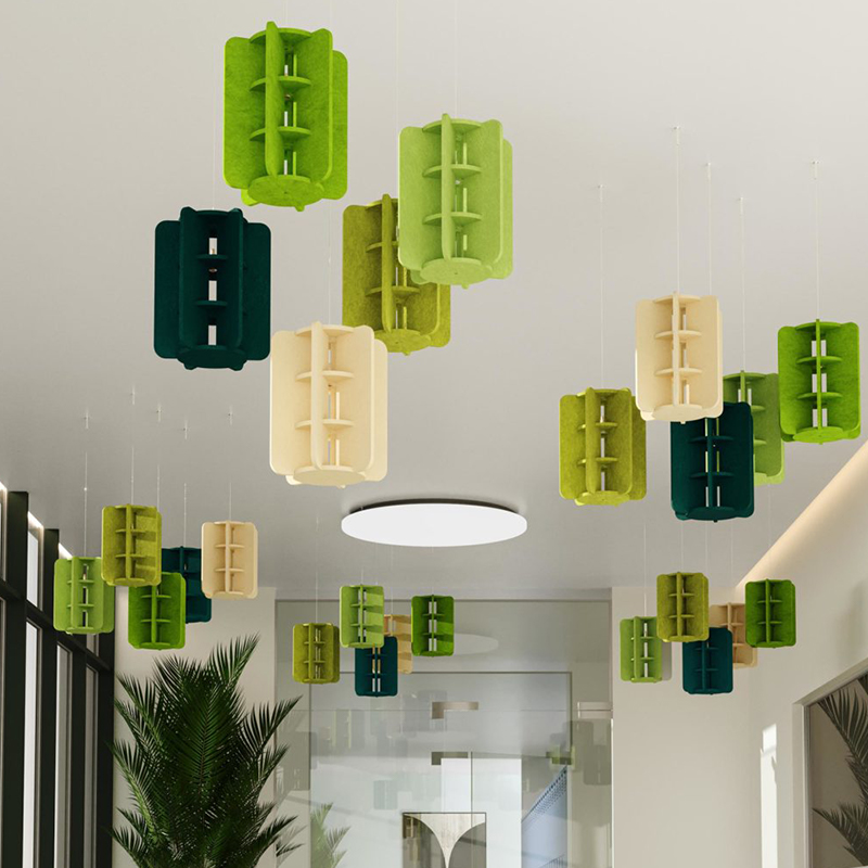 Modern design akustisk panel bafflar ljudabsorberande och miljövänlig polyesterfiberskiva remsor för gymbruk Modern design akustisk panel bafflar ljudabsorberande och miljövänlig polyesterfiberskiva remsor för gymbruk