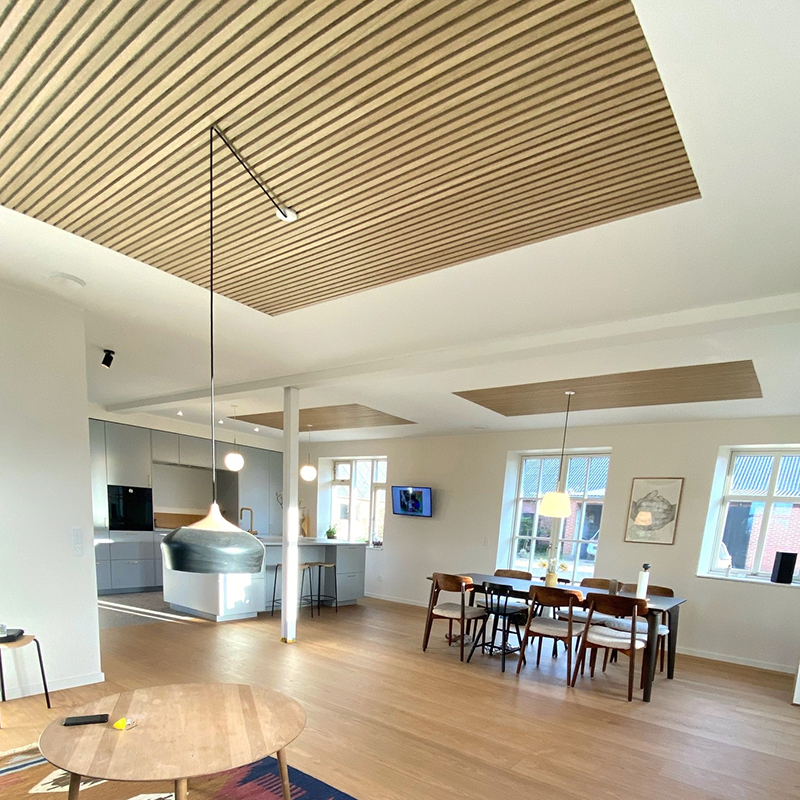 Akupanel Design Trä Akustiska Väggpaneler 3D-modell Ljudisolerade trälameller för Hem Hotell Skola Bio Sjukhus Användning