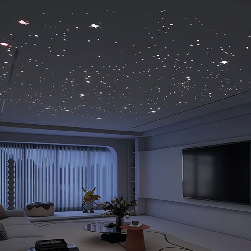 Modern 3D-modelldesign för hotell Färgglada fiberoptiska akustiska sträckbara tak Fjärrkontroll Ambient Star Light Panels